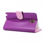 Wholesale Note 3 Simple Leather Wallet Case with Stand (Purple)